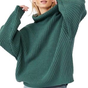Free People Swim Too Deep Sweater in Hunter Green